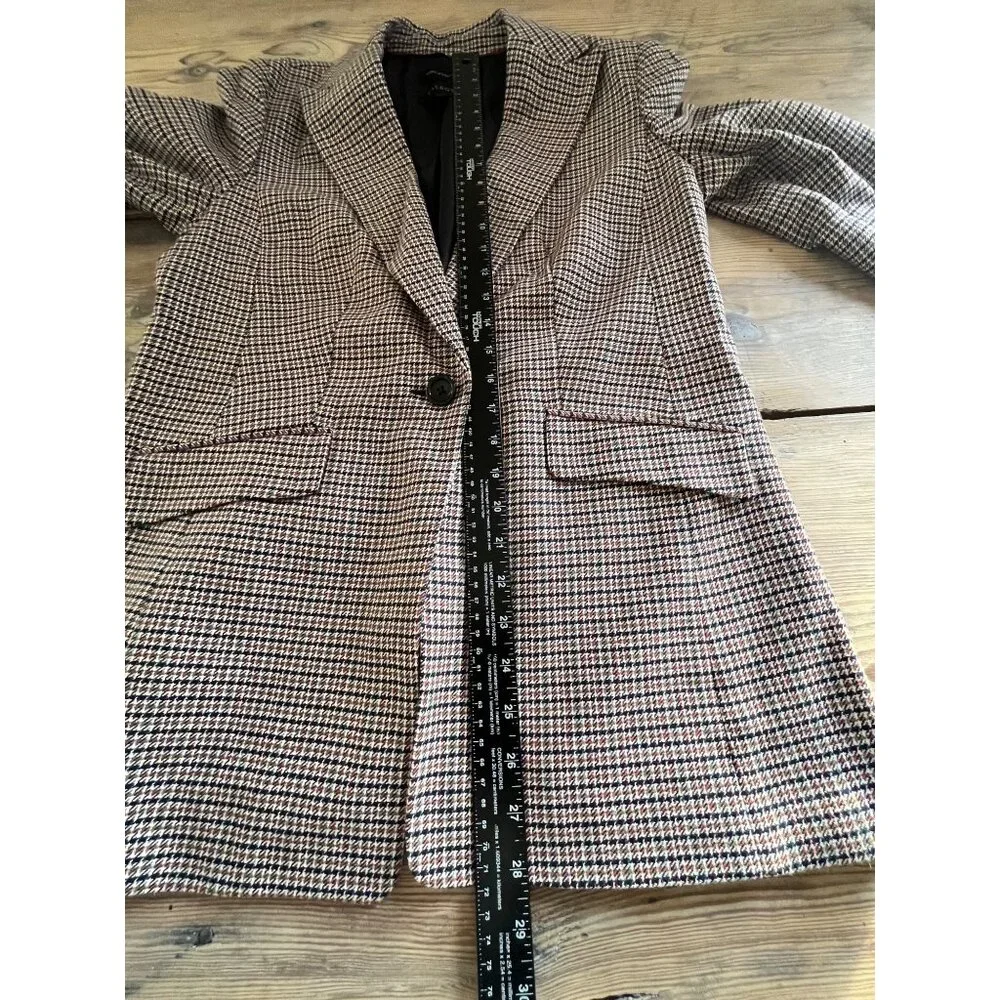 Talbots Houndstooth Blazer Womens 6 Brown Black Woven in Italy